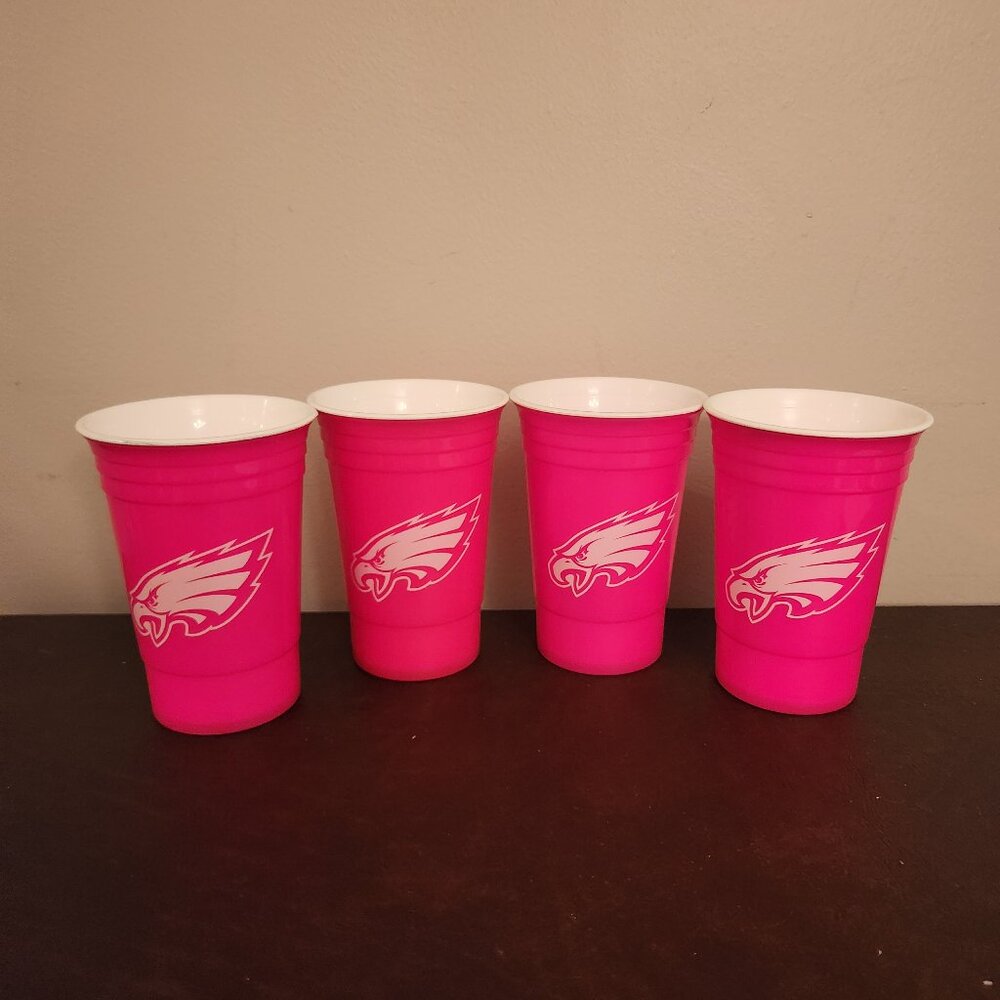 SET OF 4  - NFL PHILADELPHIA EAGLES PINK CUPS